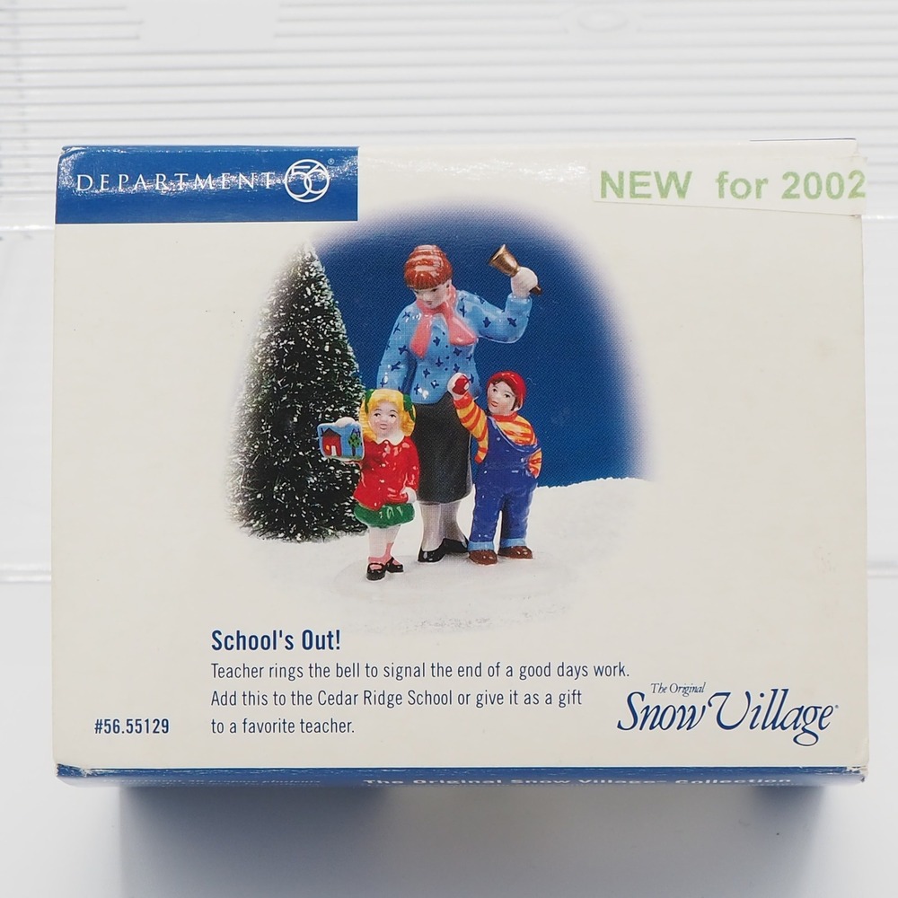Vintage Department 56 Snow Village School's Out Teacher and Students Figurine
